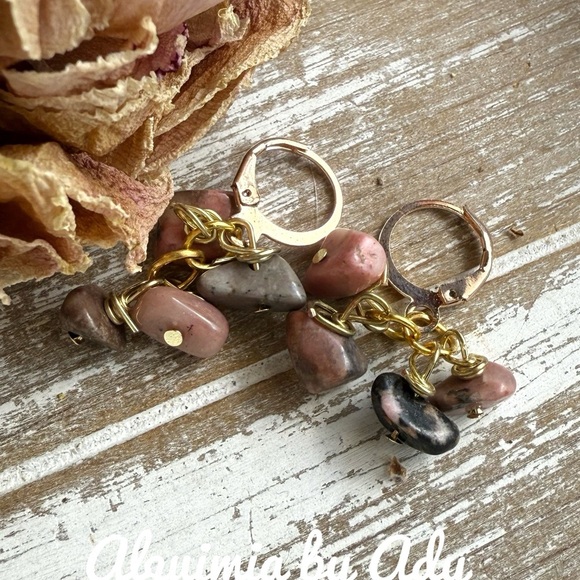 Alquimia Gold and Pink Stone Earrings - Picture 1 of 1